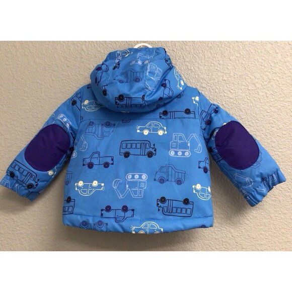 Cat & Jack NWT Zip-Up Winter 3-In-1 Jacket Blue Trucks Size 12 Months Flaw - Picture 10 of 12